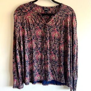 Lucky Brand Pink and Blue Paisley Blouse